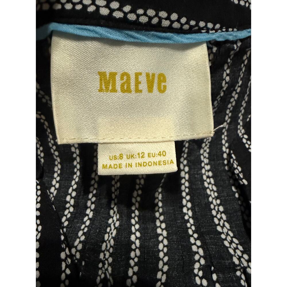 Anthropologie Maeve Women's Black White Calia Top Sz 8 Minimalist Closet Staple - Picture 6 of 6